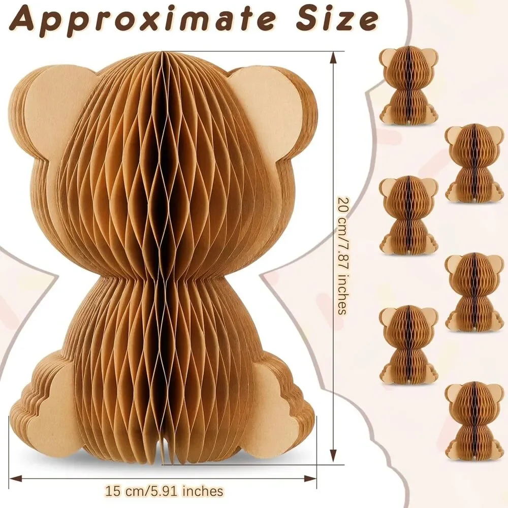 6 Pcs 3D Bear Honeycomb Centerpieces